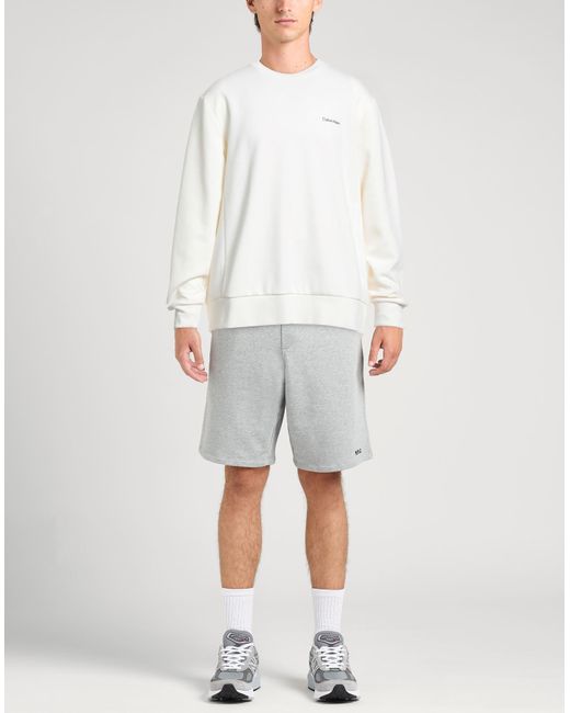 Calvin Klein White Sweatshirt Cotton, Polyester for men