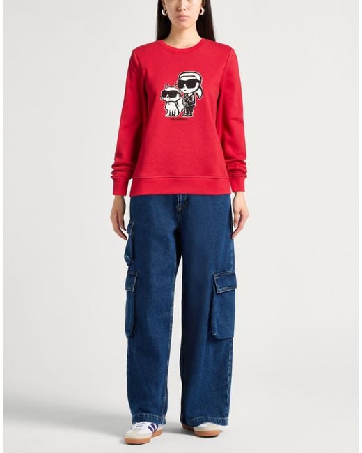 Karl Lagerfeld Red Sweatshirt Organic Cotton, Recycled Polyester