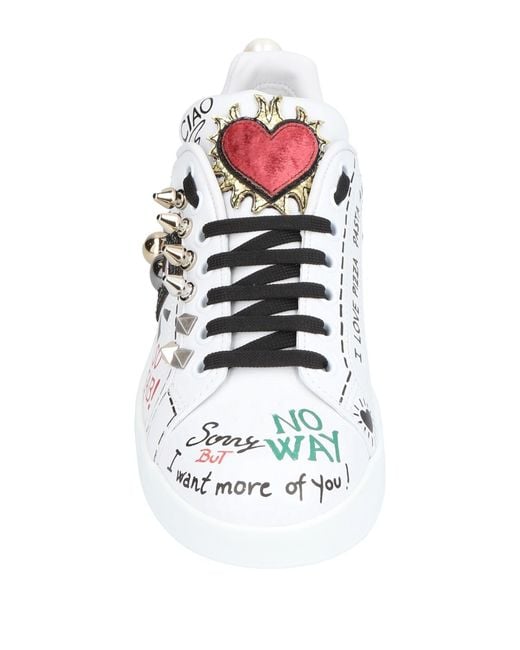 Dolce & Gabbana White Sneakers Calfskin, Polyester, Polyurethane, Viscose