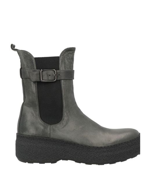 Pantanetti Black Charcoal Ankle Boots Leather