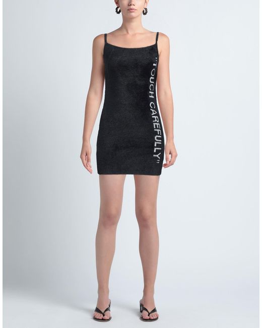 Off-White c/o Virgil Abloh Off White Quote Fuzzy Mini Dress Black White