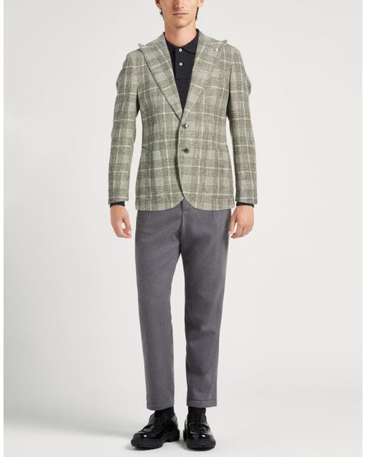 L.b.m. 1911 Gray Military Blazer Cotton, Acrylic, Linen, Polyamide for men