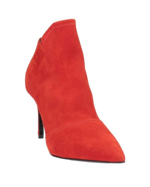 Grey Mer Red Ankle Boots Leather