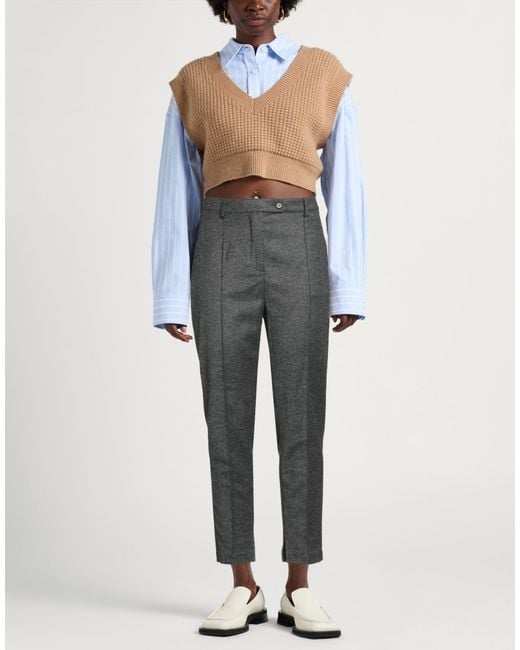 Pinko Gray Pants Viscose, Wool, Polyester, Elastane