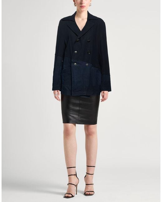 Greg Lauren Blue Midnight Coat Wool, Cotton