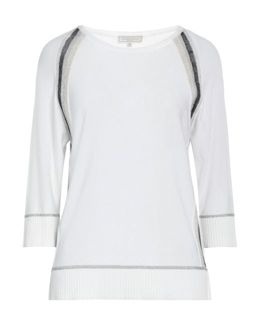 Antonelli White Sweater Cotton, Viscose, Metallic Polyester