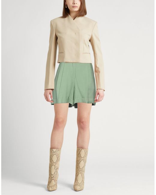FEDERICA TOSI Green Shorts & Bermuda Shorts Viscose, Polyester