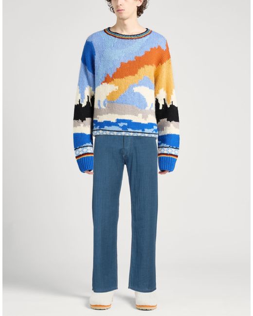 Palm Angels Blue Pants Cotton for men