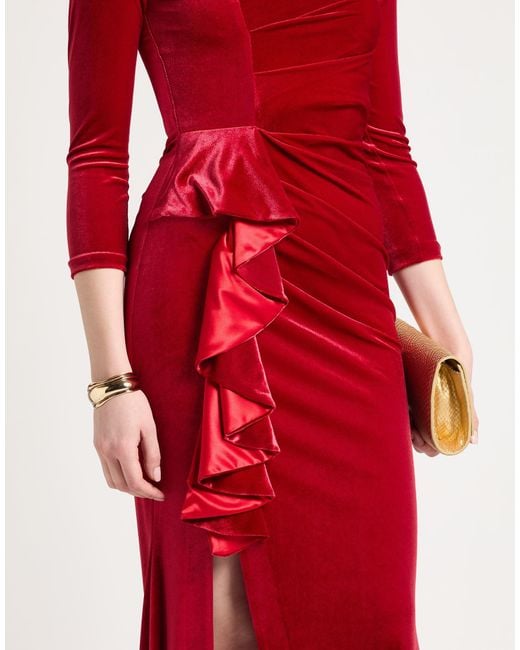 Camilla Red Maxi Dress Polyester, Elastane