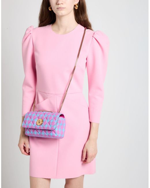 Versace Purple Cross-Body Bag Calfskin, Virgin Wool, Polyamide