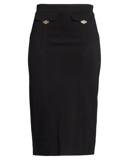Versace Jeans Couture Black Midi Skirt Viscose, Polyamide, Elastane