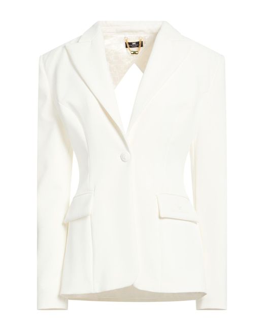 Elisabetta Franchi White Blazer Polyester, Elastane