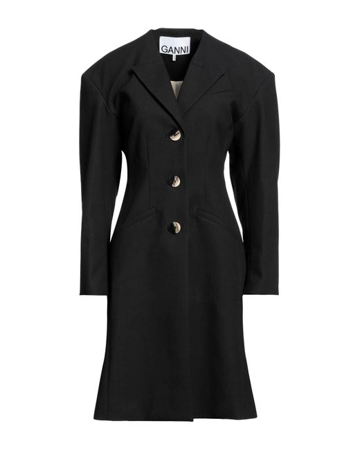 Ganni Black Overcoat & Trench Coat