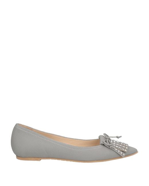 Ras Gray Ballet Flats Leather