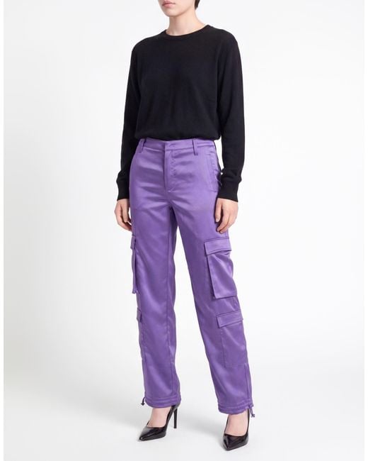 Dondup Purple Pants Polyester, Elastane