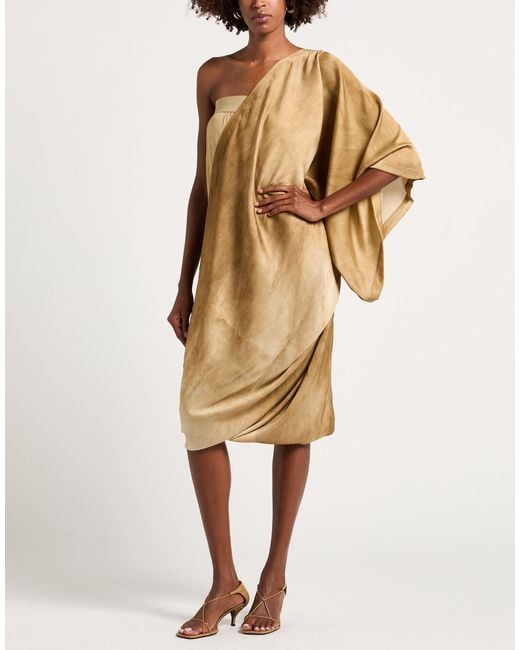 Uma Wang Natural Sand Midi Dress Silk, Elastane