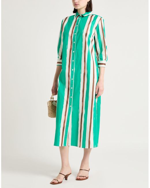 Camicettasnob Blue Midi Dress Cotton, Elastane