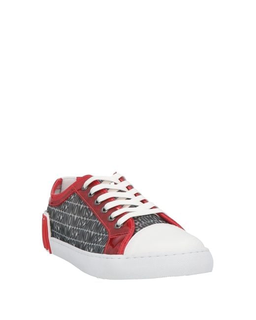 Moschino Red Low Top Sneakers With Logo Pattern for men