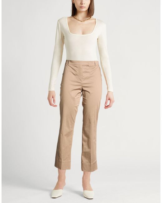 Max Mara Natural Sand Pants Cotton, Elastane