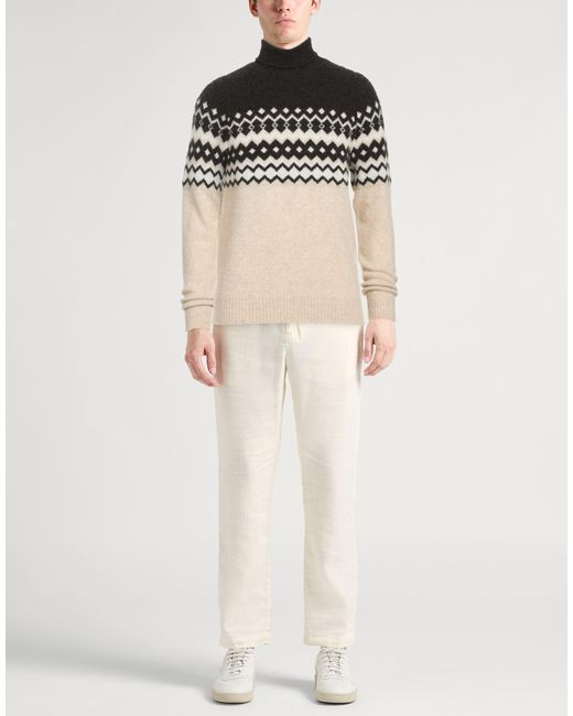 Eleventy Black Cream Turtleneck Cashmere, Silk, Polyester for men