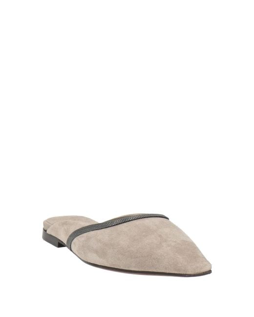 Brunello Cucinelli White Light Mules & Clogs Leather