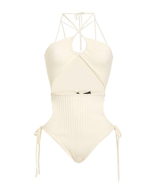 ANDREADAMO White Bodysuit Viscose, Polyester, Polyamide, Elastane