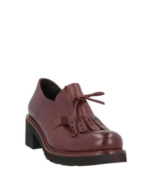 Calpierre Purple Burgundy Loafers Leather
