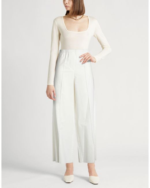 Alysi White Ivory Pants Polyester, Viscose, Elastane