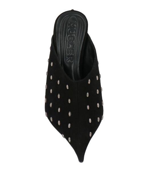 Mugler Black Mules & Clogs Leather