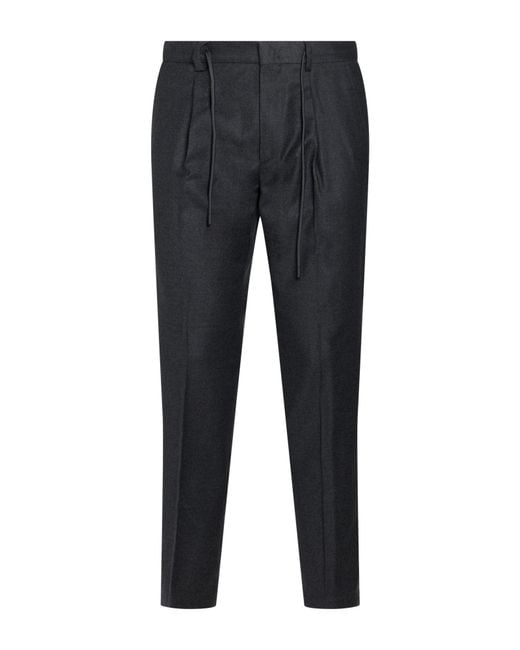 Manuel Ritz Blue Charcoal Pants Virgin Wool, Elastane for men
