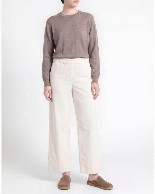 Whyci White Ivory Pants Cotton, Elastane