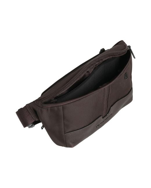 Piquadro Black Dark Belt Bag Cow Leather, Nylon, Polyester, Metal, Synthetic Fibers for men
