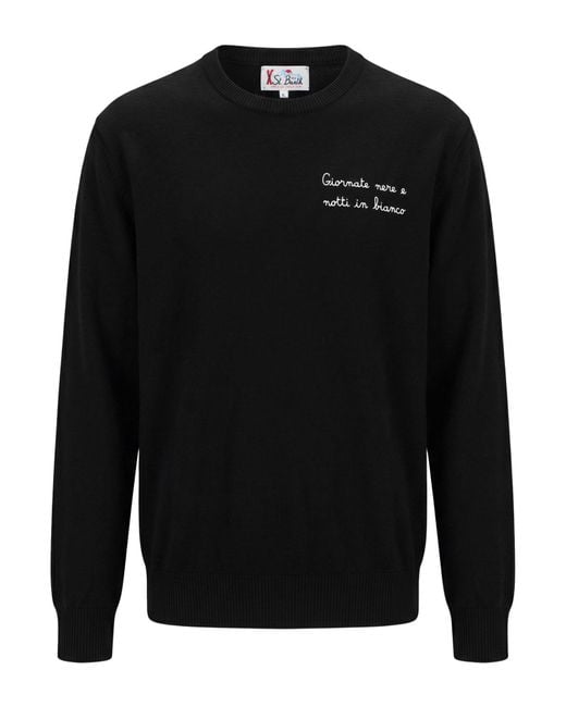 Mc2 Saint Barth Black Après-Ski Collection Sweater Wool, Viscose, Polyamide, Cashmere for men