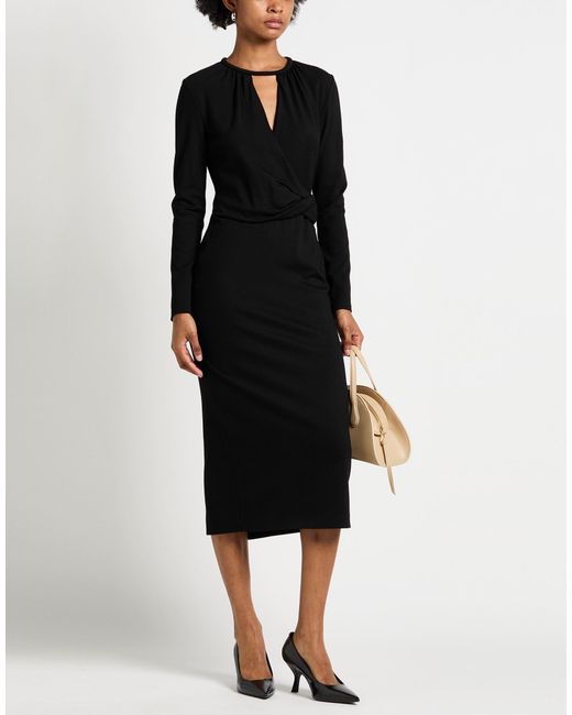Giorgio Armani Black Midi Dress Viscose, Polyamide, Elastane