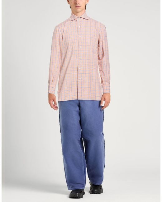 Isaia Pink Tan Shirt Cotton for men