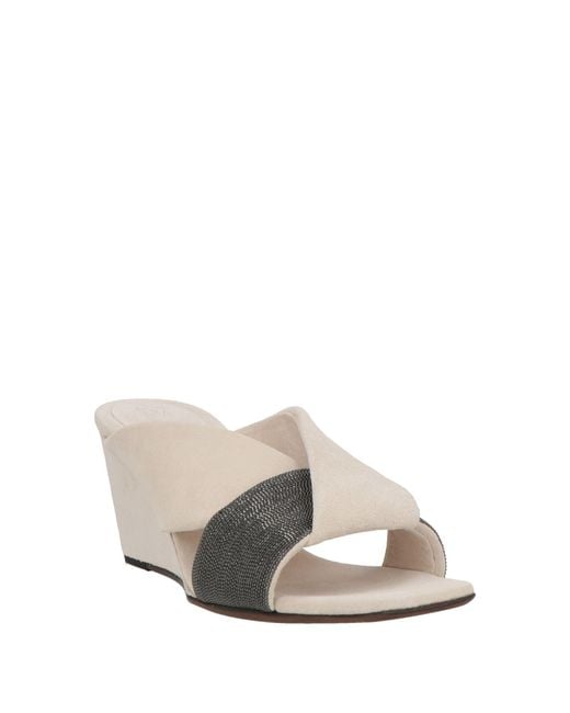 Brunello Cucinelli White Ivory Sandals Leather