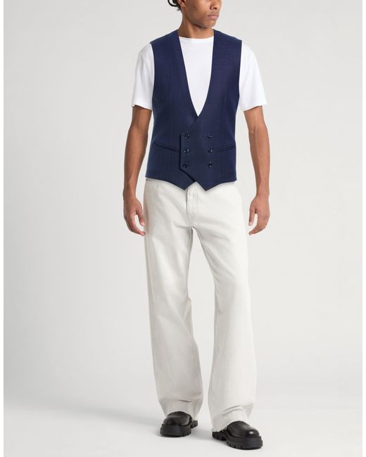 Daniele Alessandrini Blue Tailored Vest Polyester, Viscose, Elastane for men