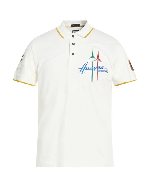 Aeronautica Militare White Frecce Tricolori Polo Shirt Cotton, Elastane for men