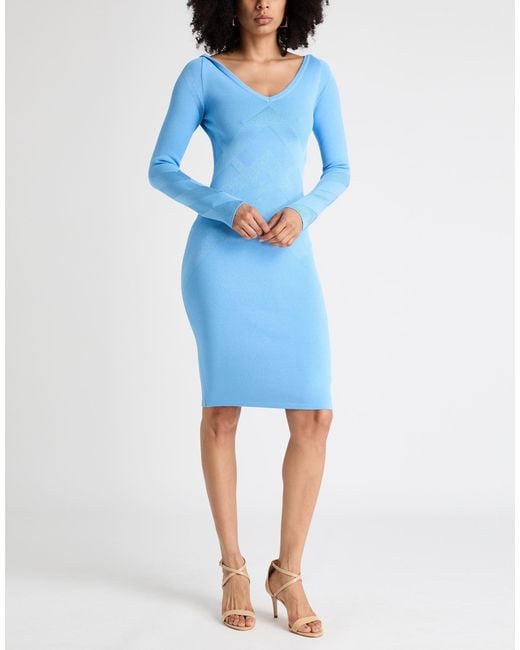 Burberry Blue Mini Dress Viscose, Polyamide, Polyester, Elastane
