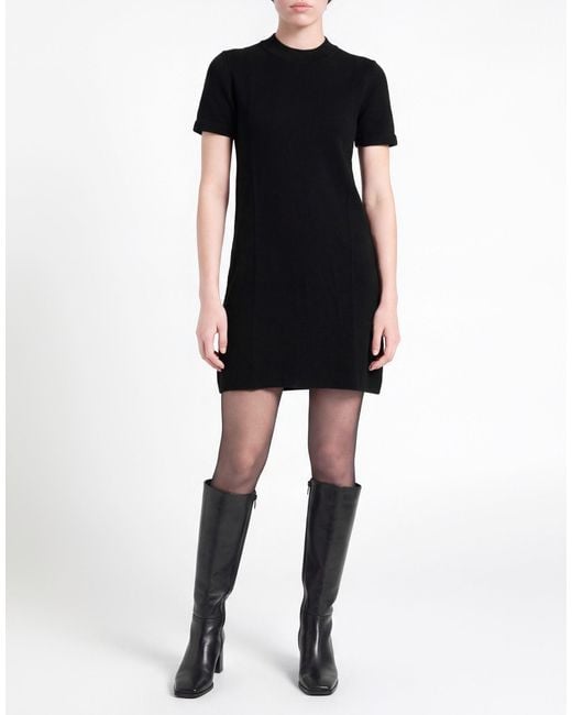 Roberto Collina Black Mini Dress Merino Wool
