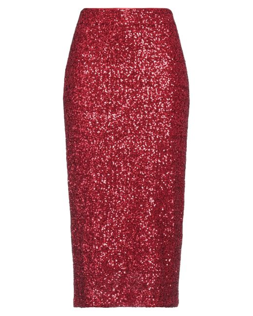 Imperial Red Midi Skirt Polyester, Elastane