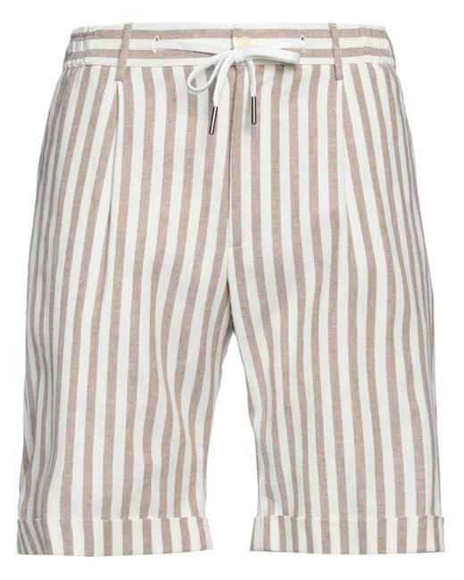Tagliatore Natural Khaki Shorts & Bermuda Shorts Cotton, Linen, Elastane for men