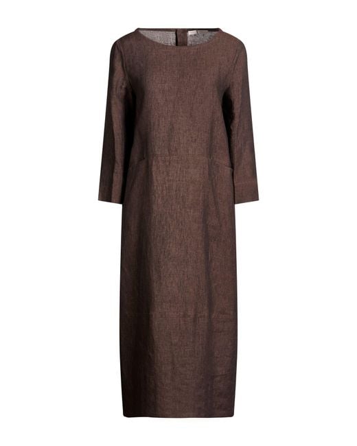 Cristina Bonfanti Brown Midi Dress Linen