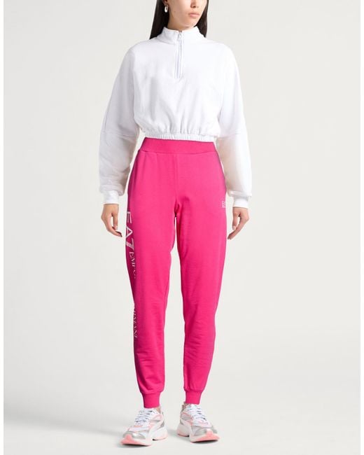 EA7 Pink Fuchsia Pants Cotton, Elastane