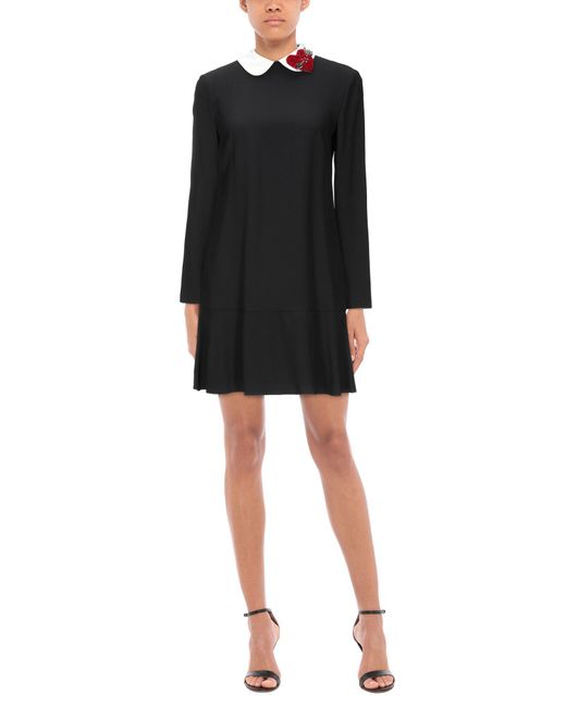 RED Valentino Black Mini Dress Acetate, Viscose, Polyester, Cotton, Polyamide