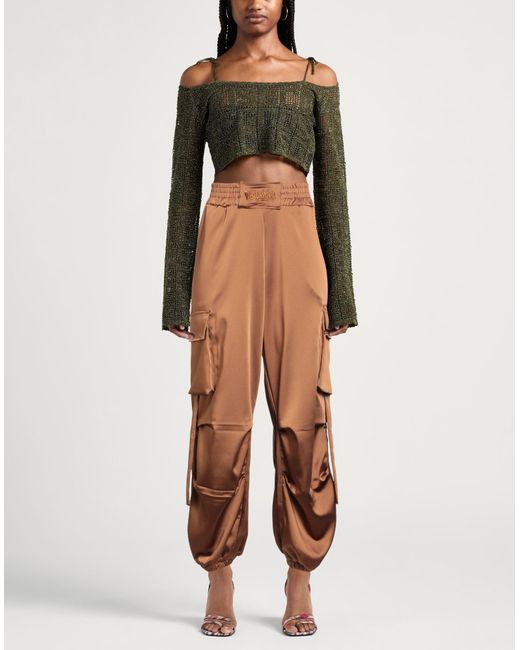 DISCLAIMER Brown Pants Polyester, Elastane