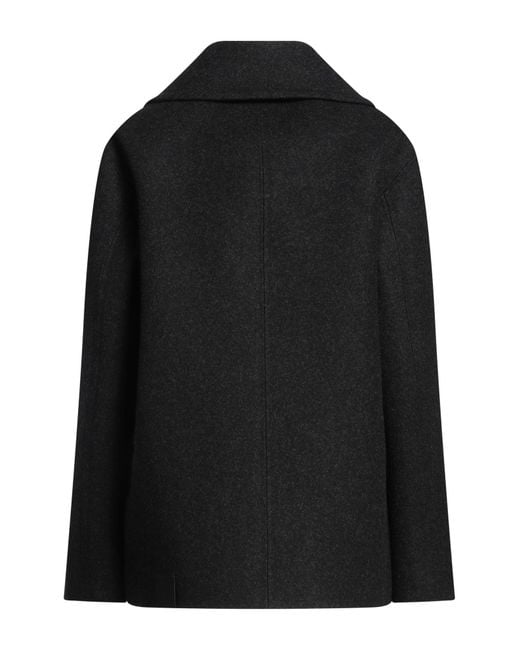 Jil Sander Black Charcoal Coat Virgin Wool, Polyamide, Calfskin