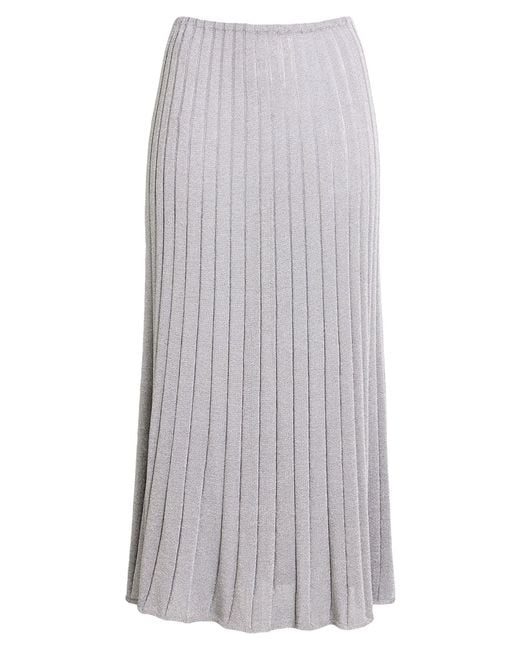 Roberto Collina Gray Midi Skirt Viscose, Polyester