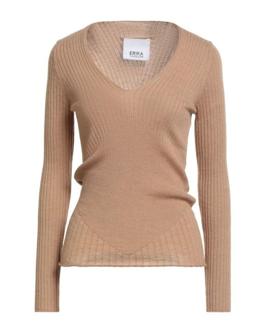 Erika Cavallini Semi Couture Natural Sand Sweater Virgin Wool