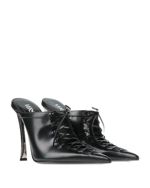 Versace Black Mules & Clogs Calfskin